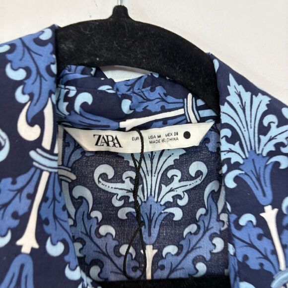 ZARA Blue Floral Print Fit & Flare Mini Dress sz M - Picture 5 of 8